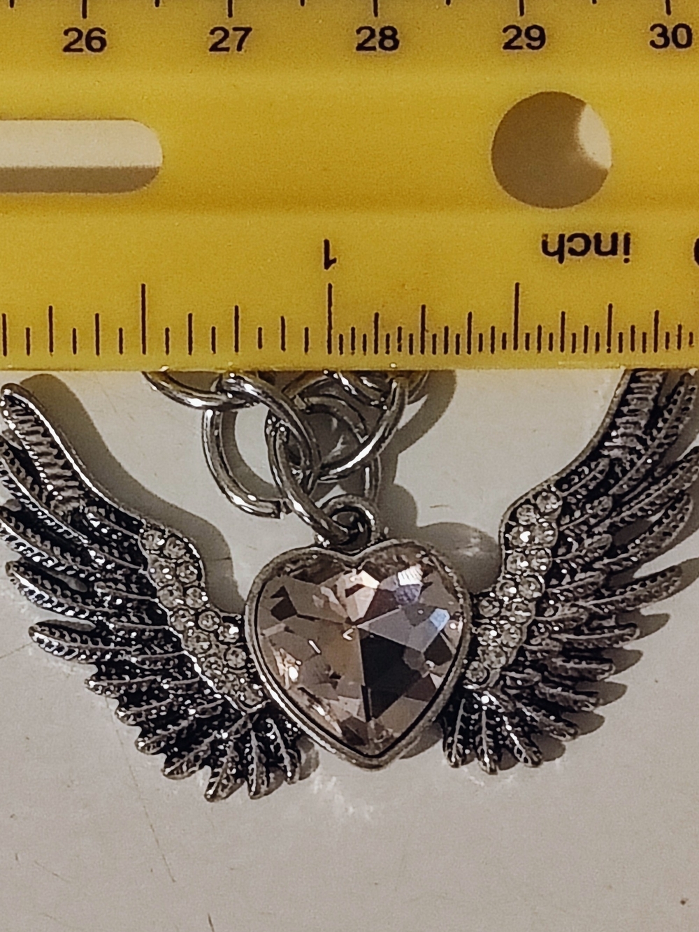 Silver Winged Pink Heart Charm 8" Bracelet - Women Jewelry - Handmade - Picture 5 of 6